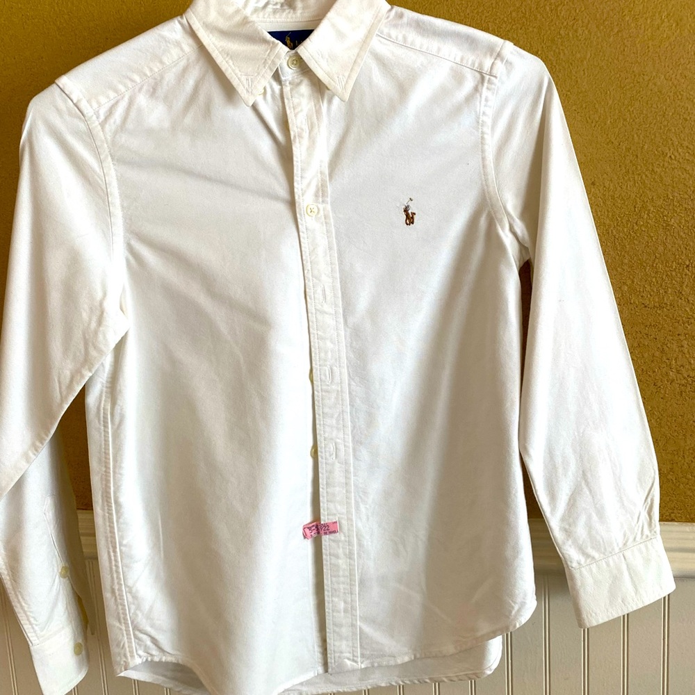 Boys white polo dress shirt